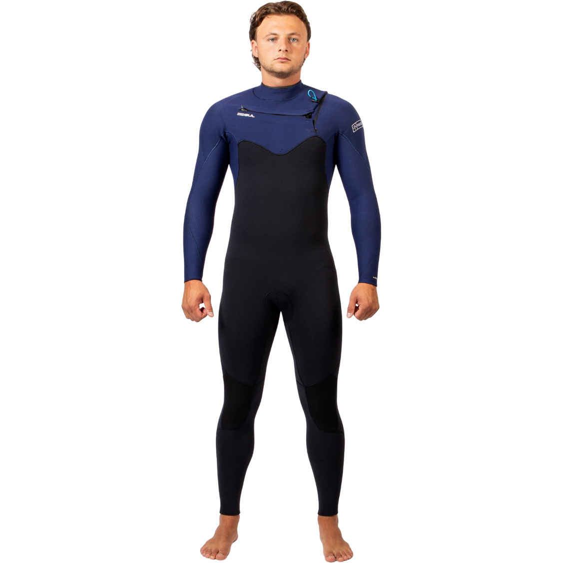 2026 Gul Mens Yulex Flexor 4/3mm Chest Zip Wetsuit FX1220 - Black / Blue